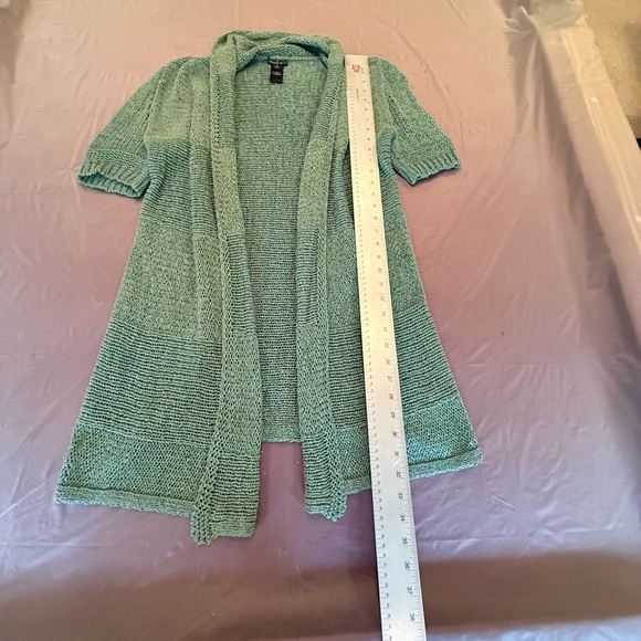 Lafayette 148 Green Short Sleeve Open Cardigan Sweater Size Small MSRP $598 - Picture 5 of 7